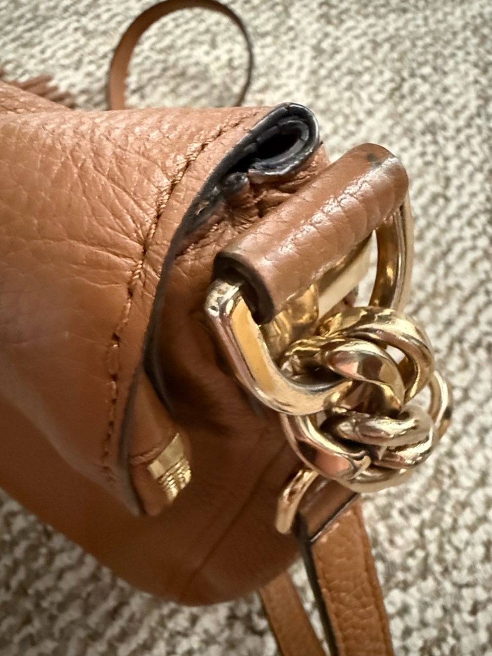 Michael Kors Tan Pebbled Leather Crossbody with Tassel - Picture 4 of 8